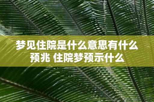 梦见住院是什么意思有什么预兆 住院梦预示什么