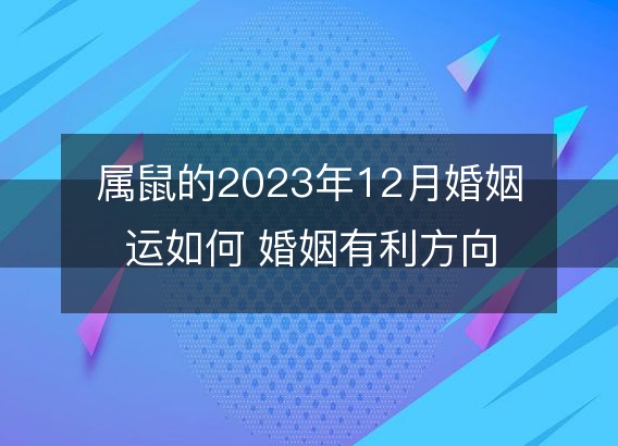 属鼠的2023年12月婚姻运如何 婚姻有利方向