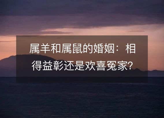 属羊和属鼠的婚姻：相得益彰还是欢喜冤家？