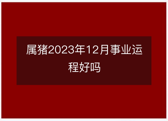 属猪2023年12月事业运程好吗