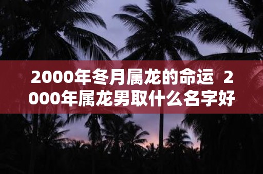 2000年冬月属龙的命运  2000年属龙男取什么名字好