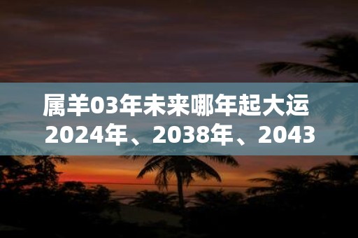 属羊03年未来哪年起大运 2024年、2038年、2043年