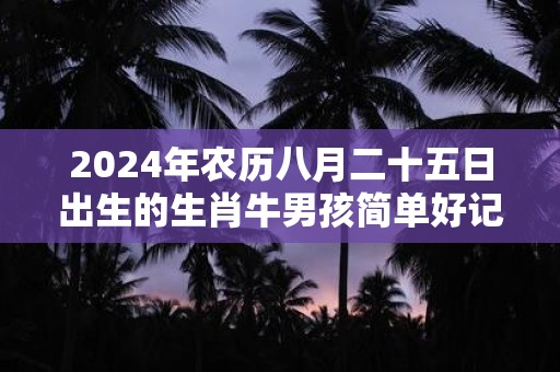 2024年农历八月二十五日出生的生肖牛男孩简单好记的名字推荐