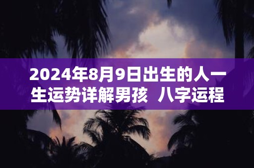 2024年8月9日出生的人一生运势详解男孩  八字运程如何